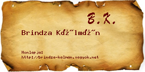 Brindza Kálmán névjegykártya